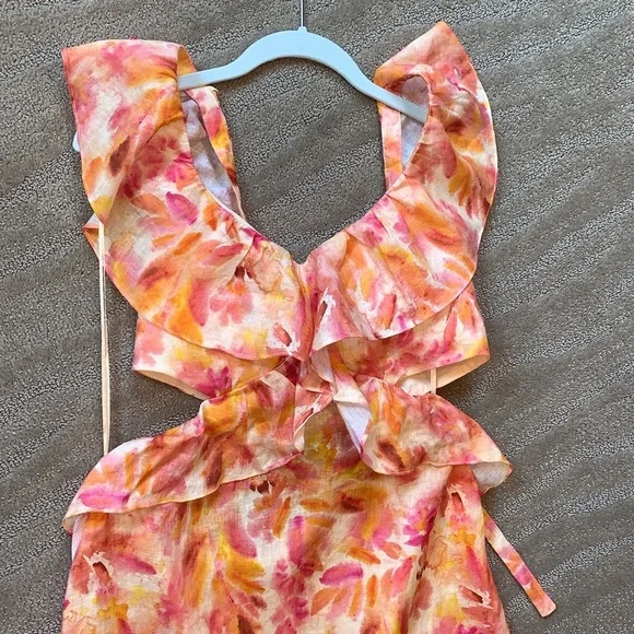 Zara Linen Ruffled Midi Dress‎ - Picture 12 of 17